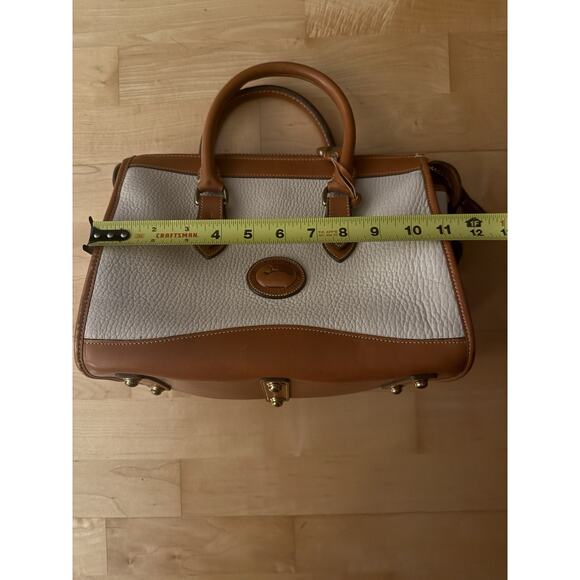 Dooney & Bourke Satchel Zip Top Handle Case Vintage Brown White Equestrian Bag - Picture 10 of 10
